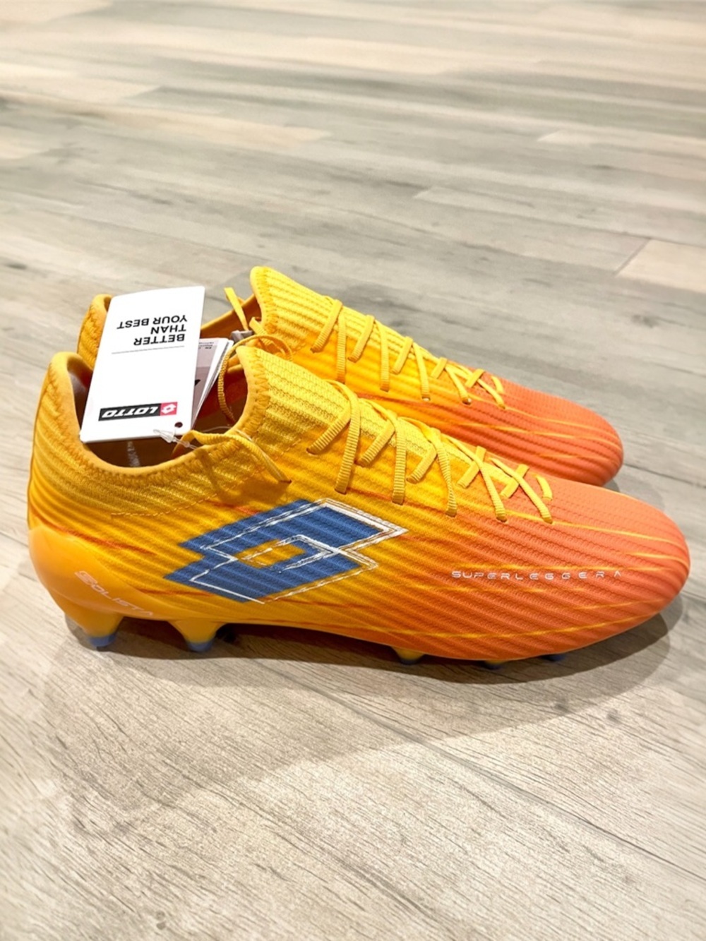 Solista 200 IX FG Lotto Soccer Cleats orange/yellow new in box size 10.5 Unisex